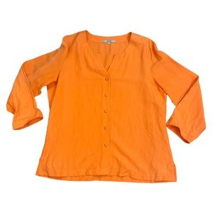 Nurture Silk Linen Blouse Upcycle Wounded Faded Size Large Orange